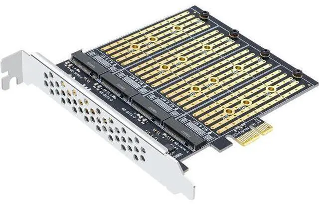Main image of PCIe X1 to M.2 NGFF SATA SSD 4 Port Expansion Card Adapter with Quad SSD Mounting, SATA Protocol Support, M.2 (B/M Key) Solid State Drives