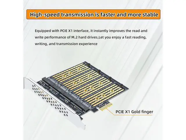 Alt view image 4 of 7 - PCIe X1 to M.2 NGFF SATA SSD 4 Port Expansion Card Adapter with Quad SSD Mounting, SATA Protocol Support, M.2 (B/M Key) Solid State Drives