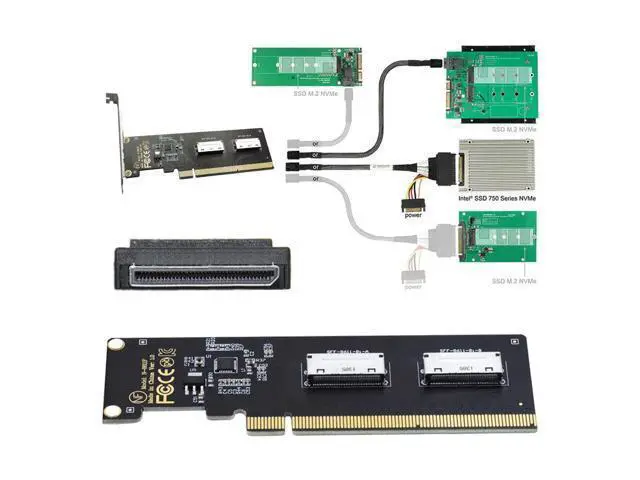 Alt view image 2 of 7 - Oculink to PCIe 4.0 X16 Adapter 2 Port SFF-8611/8612 8i to PCI Express Expansion Card Adapter with 8cm/12cm Slot Bracket