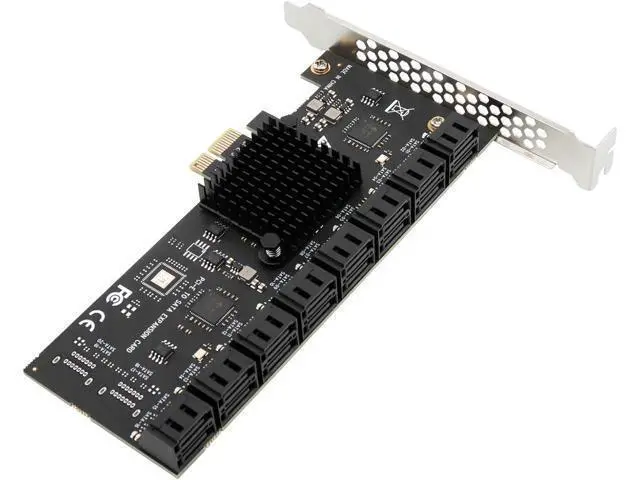 Alt view image 3 of 7 - SATA Expansion Card PCIe X1 to 16-Port SATA3.0 SSD 6Gbps Controller Adapter Card with 2X 8 to 8 Bundle Cables for Win10/8/7/XP/Vista/Linux (16 Port SATA)