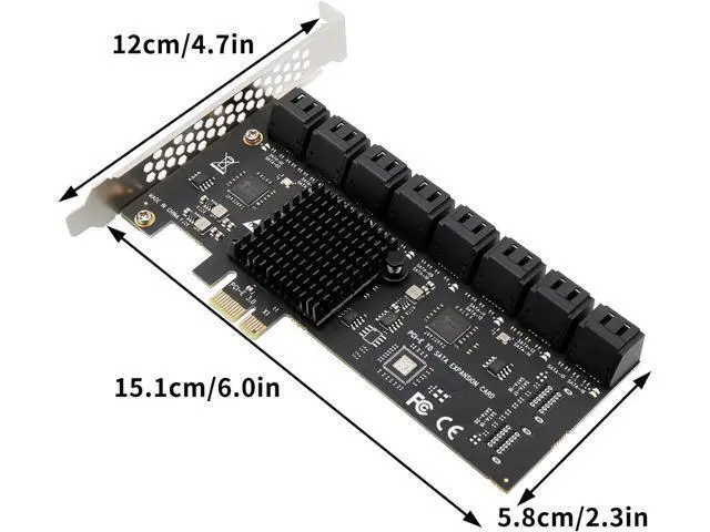 Alt view image 6 of 7 - SATA Expansion Card PCIe X1 to 16-Port SATA3.0 SSD 6Gbps Controller Adapter Card with 2X 8 to 8 Bundle Cables for Win10/8/7/XP/Vista/Linux (16 Port SATA)