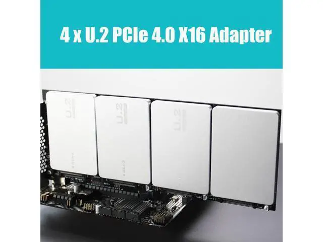 Alt view image 2 of 7 - PU41 Quad U.2 to PCIe 4.0 X16 Adapter Without PCIe Bifurcation, Setup Soft U.2 SSD RAID via OS Tool, (PCIe Bifurcation Motherboard is Required)