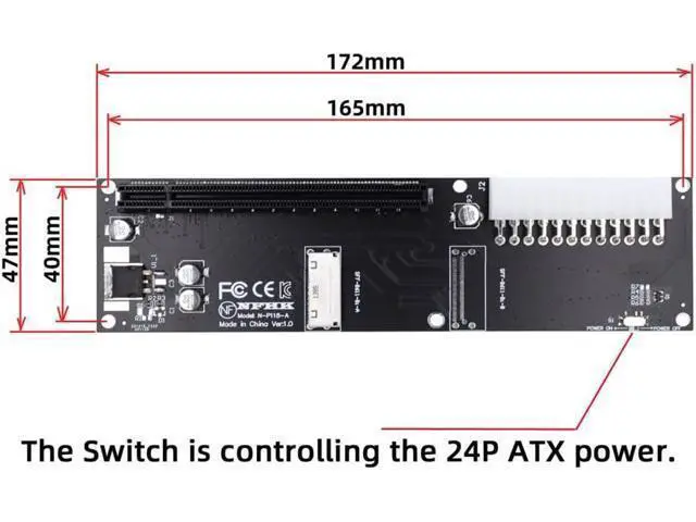 Alt view image 7 of 7 - Oculink 8X SFF-8612 8611 to PCI-Express PCIE 16x Adapter with ATX 24pin Power Port for Mainboard Graphics Card
