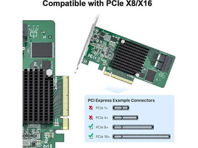 Alt view image 2 of 6 - 12G Internal PCI-E SAS/SATA HBA Controller Card, Broadcom's SAS 3008, Compatible for 9300-8I