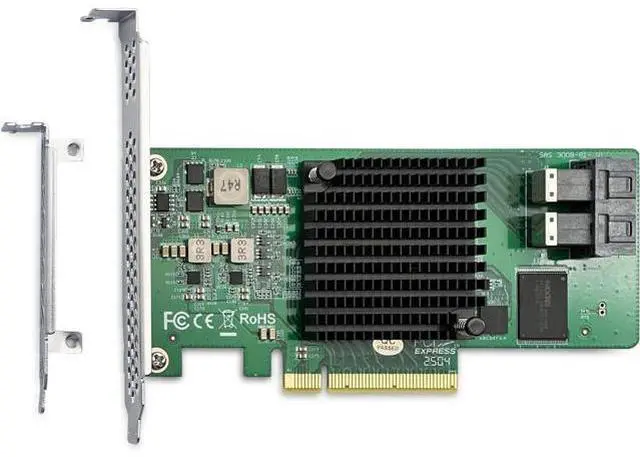 Main image of 12G Internal PCIe Controller Card, 8 Ports 12Gb/s SATA + SAS HBA Card, Broadcom's 3008 Chip, PCI Express 3.0 X8, 2X Mini SAS SFF-8643 Ports, Same as 9300-8I with Low Profile Bracket