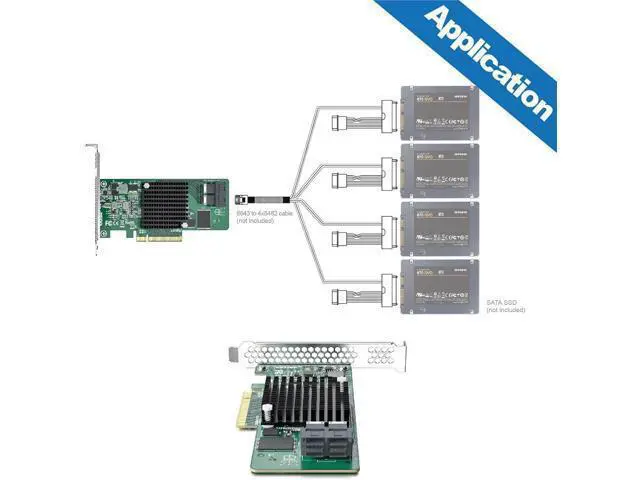 Alt view image 4 of 6 - 12G Internal PCI-E SAS/SATA HBA Controller Card, Broadcom's SAS 3008, Compatible for 9300-8I