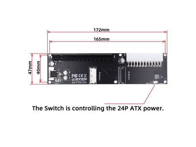 Alt view image 3 of 7 - Oculink SFF-8611/8612 8i to PCI-E 16X PCI Express Expansion Card Adapter with ATX 24Pin Power for External Graphics Card & SSD