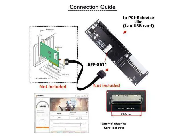 Alt view image 4 of 7 - Oculink SFF-8611/8612 8i to PCI-E 16X PCI Express Expansion Card Adapter with ATX 24Pin Power for External Graphics Card & SSD