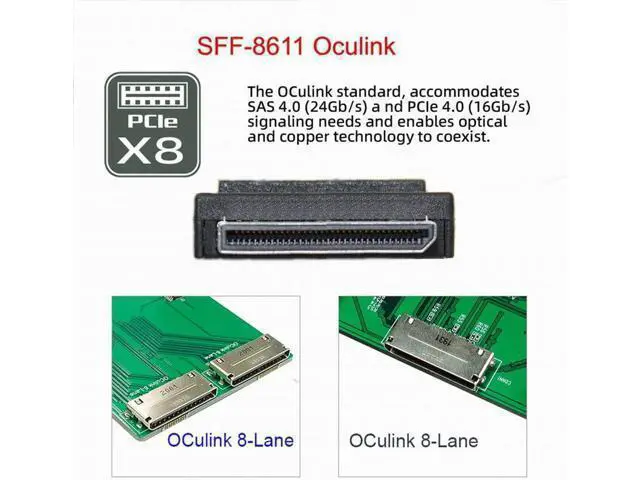 Alt view image 2 of 6 - Oculink SFF-8612 8611 8X to 16x PCIE PCI-Express Adapter with ATX 24pin Power Port for Mainboard Graphics Card