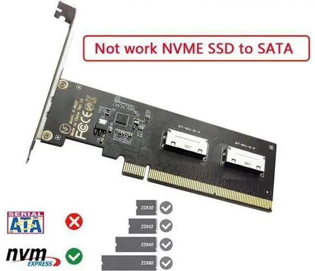 Alt view image 2 of 7 - PCI-Express 16x to Dual Oculink SFF-8612 SFF-8611 8X VROC Adapter for Mainboard SSD Graphics Card PCIE