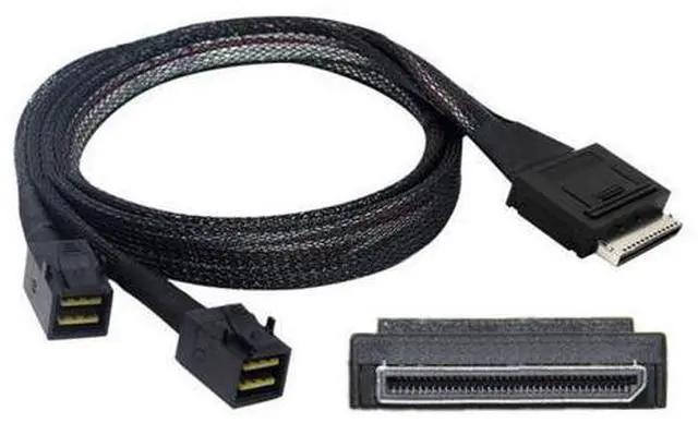 Main image of SFF-8611 to SFF-8643 Cable,OCuLink PCIe PCI-Express SFF-8611 8X 8-Lane to 2 SFF-8643 HD 4X SSD Data Active Cable 50cm