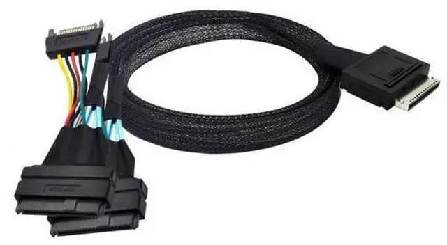 Main image of SFF-8611 to SFF-8639 Cable,OCuLink PCIe PCI-Express SFF-8611 8X 8-Lane to 2 SFF-8639 U.2 4X SSD Data Active Cable 50cm