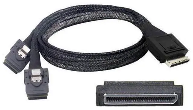 Main image of SFF-8611 to SFF-8087 Cable,OCuLink PCIe PCI-Express SFF-8611 8X 8-Lane to 2 SFF-8087 4X SSD Data Active Cable 50cm