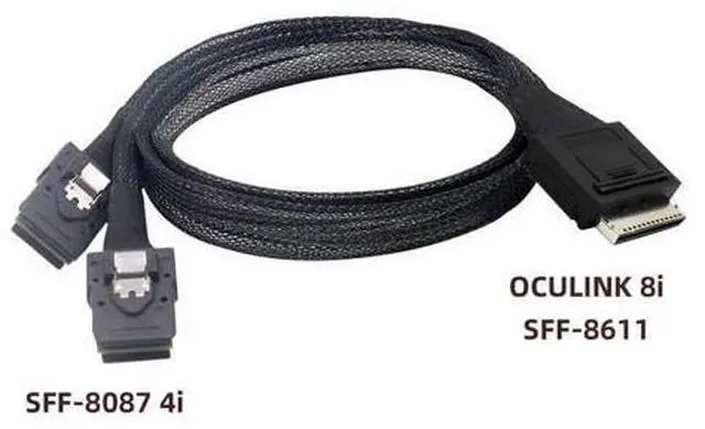 Alt view image 6 of 6 - SFF-8611 to SFF-8087 Cable,OCuLink PCIe PCI-Express SFF-8611 8X 8-Lane to 2 SFF-8087 4X SSD Data Active Cable 50cm