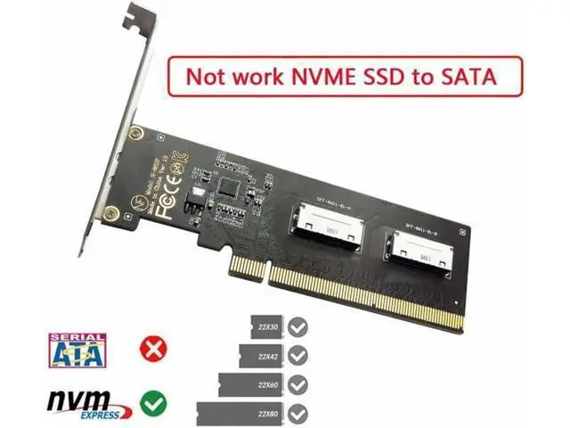 Alt view image 2 of 7 - Adapter PCIE4.0 PCI-Express 16x to Dual Oculink SFF-8612 SFF-8611 8X VROC Adapter for Mainboard SSD Graphics Card