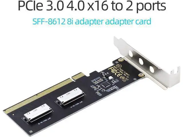 Alt view image 7 of 7 - PCIE PCI-Express 16x to Dual Oculink SFF-8612 SFF-8611 8X VROC Adapter for Mainboard SSD Graphics Card
