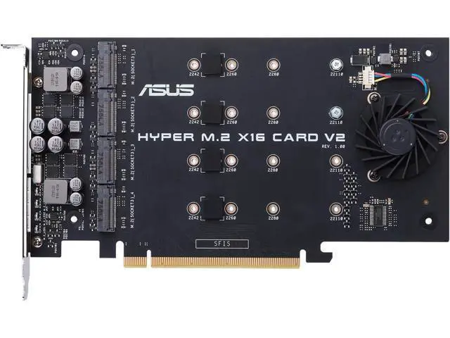 Alt view image 3 of 5 - Hyper M.2 X16 PCIe 3.0 X4 Expansion Card V2 Supports 4 NVMe M.2 (2242/2260/2280/22110) Upto 128 Gbps for VROC and AMD Ryzen Threadripper NVMe Raid