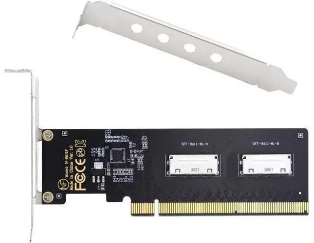 Main image of PCI-Express 4.0 PCIE 16x Detachable to Dual Oculink SFF-8612 SFF-8611 8X VROC Adapter for Mainboard SSD Graphics Card