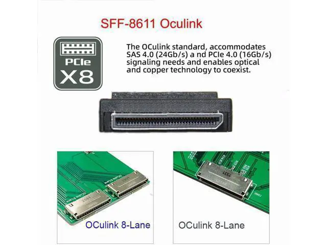 Alt view image 3 of 7 - PCI-Express 4.0 PCIE 16x Detachable to Dual Oculink SFF-8612 SFF-8611 8X VROC Adapter for Mainboard SSD Graphics Card