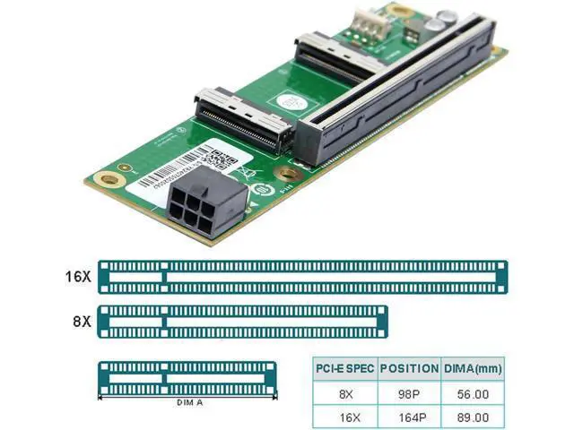 Alt view image 4 of 7 - Dual MCIO 8i Mini Cool Edge IO SFF-TA-1016 to PCIE5.0 PCI-Express 16x VROC Adapter for Mainboard SSD Graphics Card