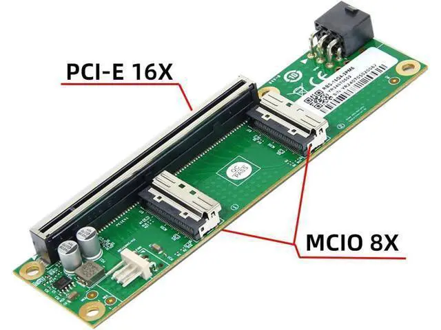 Alt view image 3 of 7 - Dual MCIO 8i Mini Cool Edge IO SFF-TA-1016 to PCIE5.0 PCI-Express 16x VROC Adapter for Mainboard SSD Graphics Card