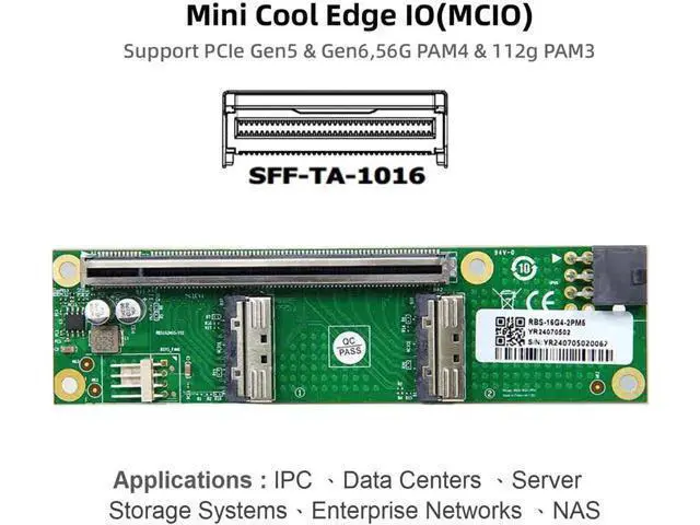 Alt view image 7 of 7 - Dual MCIO 8i Mini Cool Edge IO SFF-TA-1016 to PCIE5.0 PCI-Express 16x VROC Adapter for Mainboard SSD Graphics Card