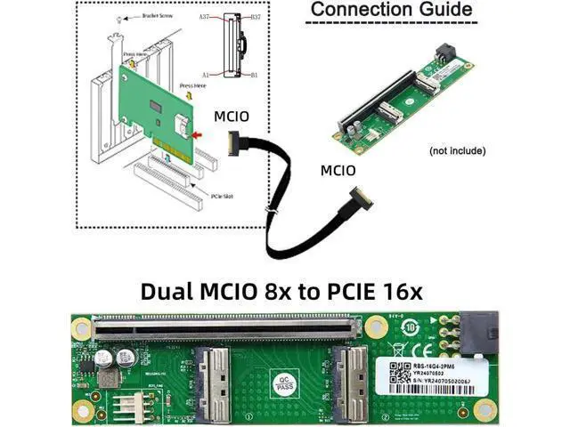 Alt view image 6 of 7 - Dual MCIO 8i Mini Cool Edge IO SFF-TA-1016 to PCIE5.0 PCI-Express 16x VROC Adapter for Mainboard SSD Graphics Card