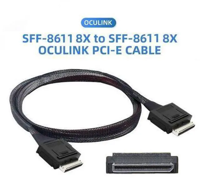 Alt view image 2 of 6 - SFF-8611 to SFF-8611 Cable,OCuLink PCIe PCI-Express SFF-8611 8X 8-Lane Male to Male SSD Data Active Cable 50cm