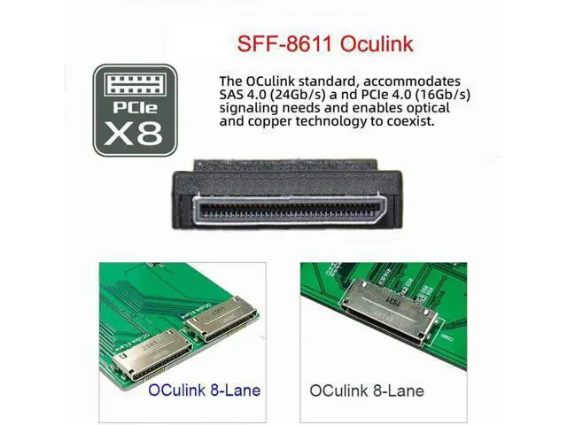 Alt view image 5 of 7 - Oculink PCIe PCI-Express Data Active Cable SFF-8611 8i to SFF-8654 8i 8X Slimline SSD 50cm