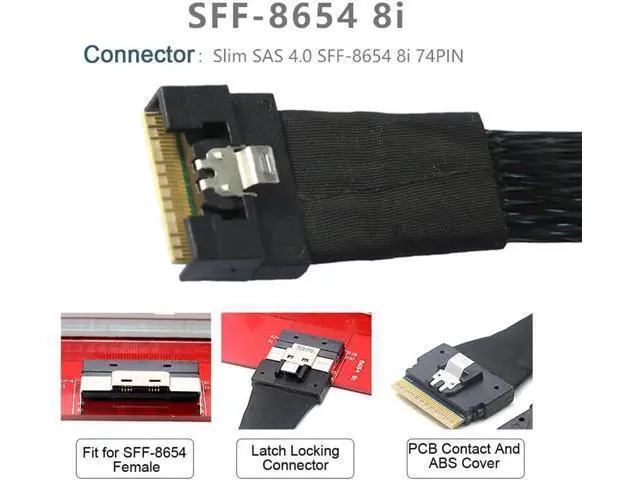 Alt view image 2 of 7 - Oculink PCIe PCI-Express Data Active Cable SFF-8611 8i to SFF-8654 8i 8X Slimline SSD 50cm