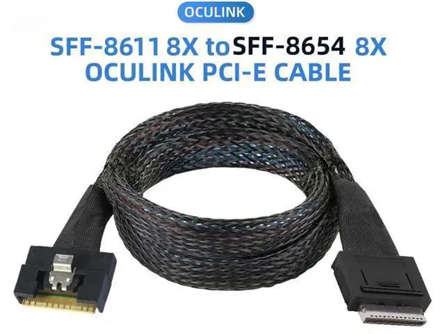 Alt view image 6 of 7 - Oculink PCIe PCI-Express Data Active Cable SFF-8611 8i to SFF-8654 8i 8X Slimline SSD 50cm