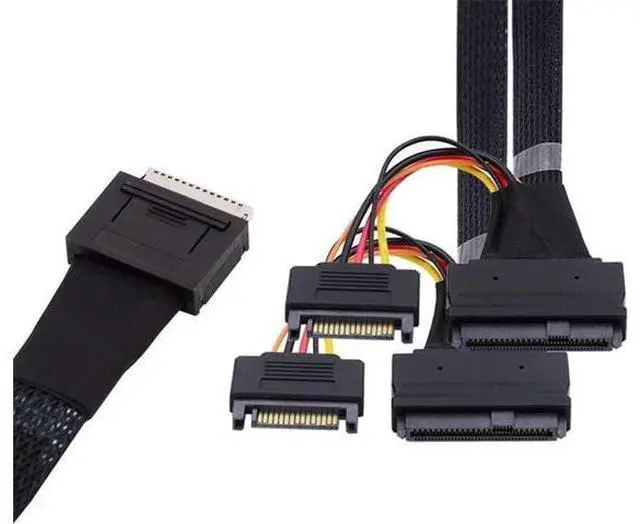 Main image of 50cm OCuLink PCIe PCI-Express SFF-8611 8X 8-Lane to Dual SFF-8639 U.2 4X SSD Data Active Cable