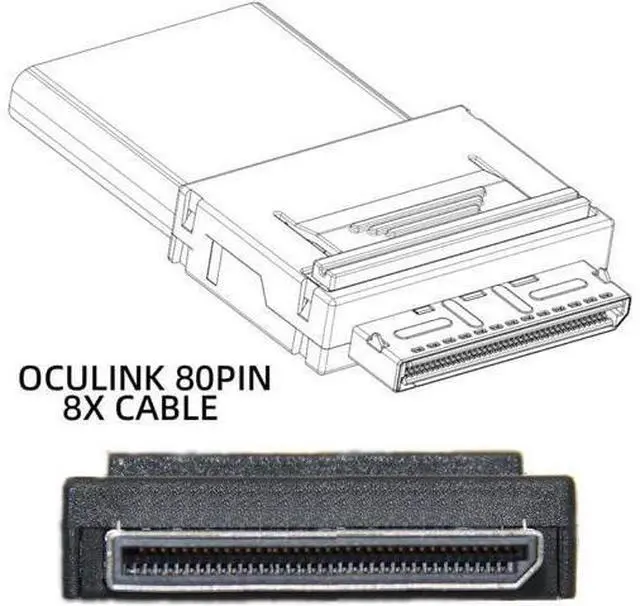 Alt view image 6 of 7 - 50cm OCuLink PCIe PCI-Express SFF-8611 8X 8-Lane to Dual SFF-8611 Oculink 4X SSD Data Active Cable