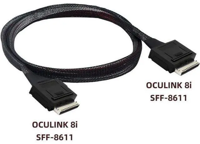 Alt view image 6 of 7 - 50cm OCuLink PCIe PCI-Express SFF-8611 8X 8-Lane to OCuLink SFF-8611 8X SSD Data Active Cable