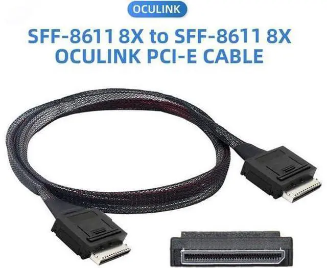 Alt view image 7 of 7 - 50cm OCuLink PCIe PCI-Express SFF-8611 8X 8-Lane to OCuLink SFF-8611 8X SSD Data Active Cable
