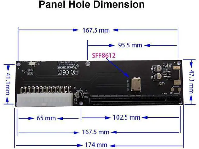 Alt view image 6 of 7 - Oculink SFF-8612 to PCI-E 3.0/4.0 M.2 M-Key to PCIe 3.0/4.0 X16 Adapter for eGPU/GPD Win Max2 External Graphics Card & SSD