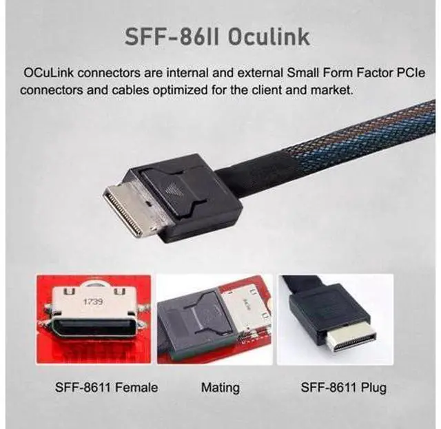Alt view image 7 of 7 - Oculink SFF-8612 to PCI-E 3.0/4.0 M.2 M-Key to PCIe 3.0/4.0 X16 Adapter for eGPU/GPD Win Max2 External Graphics Card & SSD