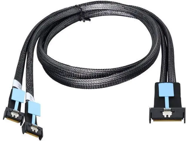 Alt view image 2 of 7 - PCI-E 5.0 Mini Cool Edge IO MCIO STR PCI-E 8i 74Pin Male to Dual MCIO 38Pin Male Extender Cable 50cm