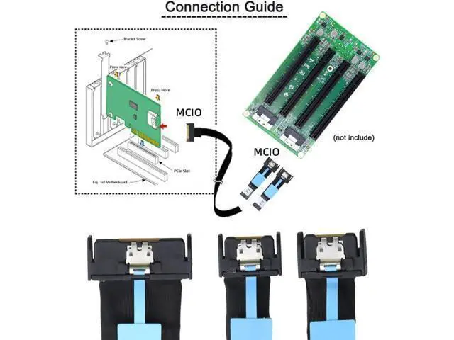 Alt view image 2 of 7 - Cord PCI-E 5.0 Mini Cool Edge IO MCIO STR PCI-E 8i 74Pin Male to Dual MCIO 38Pin Male Extender Cable 50cm