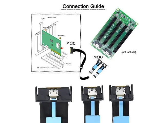 Alt view image 2 of 7 - PCI-E 5.0 Mini Cool Edge IO MCIO STR PCI-E 8i 74Pin Male to Dual MCIO 38Pin Male Extender Cable 50cm