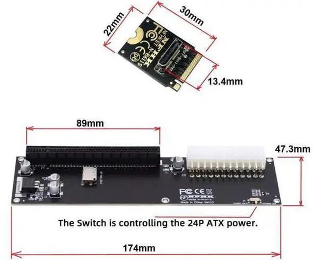 Alt view image 5 of 7 - Oculink SFF-8612 to PCI-E 3.0/4.0 M.2 M-Key to PCIe 3.0/4.0 X16 Adapter for eGPU/GPD Win Max2 External Graphics Card & SSD