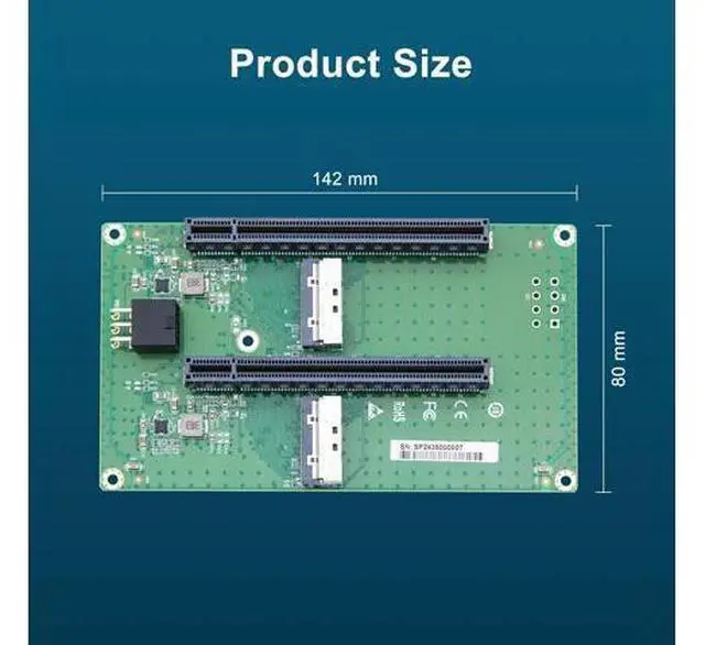 Alt view image 2 of 7 - 2xMCIO(74pin) 8i to PCIe X16 Female Adapter (X8 for Each Slot), Gen5 PCIe5.0
