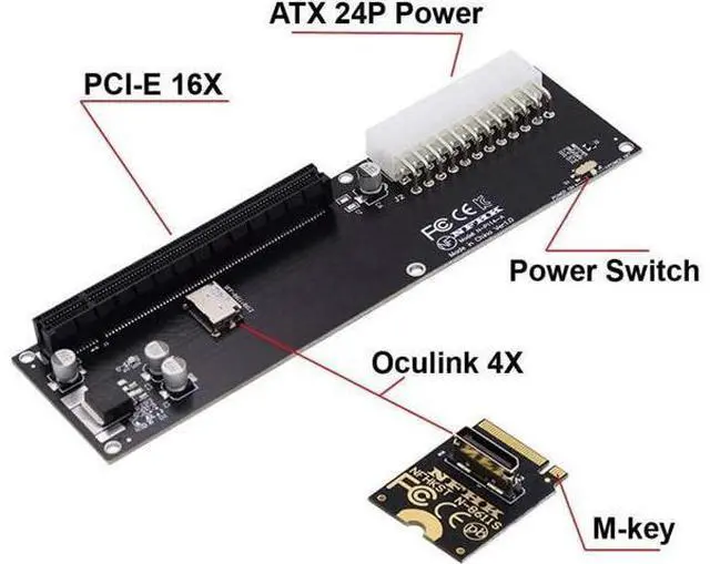 Alt view image 3 of 7 - PCI-E 3.0 M.2 M-Key to Oculink SFF-8611 SFF-8612 Host Adapter for GPD Win Max2 External Graphics Card & SSD
