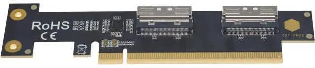 Main image of PCIe 5.0 x16 to 2 MCIO x8 Adapter Card for 4 U.2 NVMe SSD (Side Top Black)