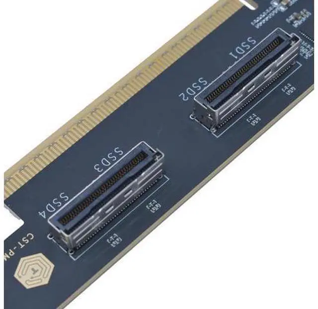 Alt view image 3 of 6 - PCIe 5.0 x16 to 2 MCIO x8 Adapter Card for 4 U.2 NVMe SSD (Upward Interface)