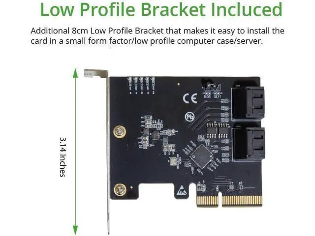 Alt view image 5 of 5 - 4 Port SATA III to PCI-e x2 RAID Expansion Card