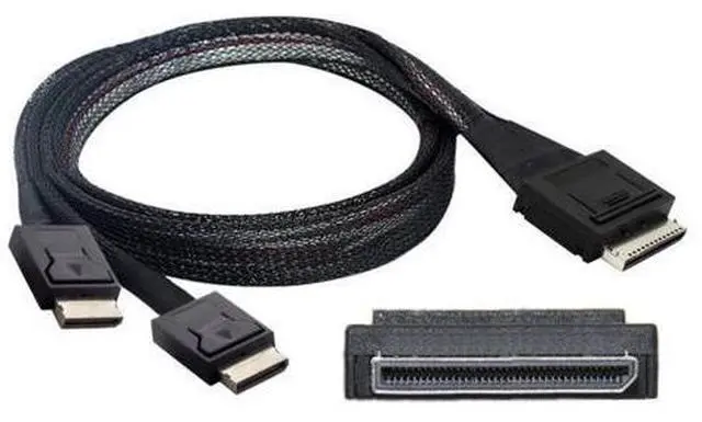 Main image of 50cm OCuLink PCIe SFF-8611 8X 8-Lane 1 Male to 2 Male SSD Data Active Cable, Up to 16Gbps, Black, Indoor, PCIe Cable, Compatible with SSD, Personal Computer