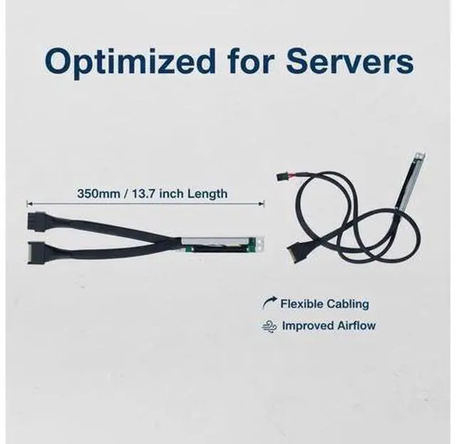Alt view image 3 of 7 - PCIe 5.0 to Dual MCIO Riser Cable, 350mm PCIe x16 to 2X MCIO 8i 74P Extension Cable for GPU/NVMe SSD Expansion in Server Workstation (Dual MCIO, 100MM)