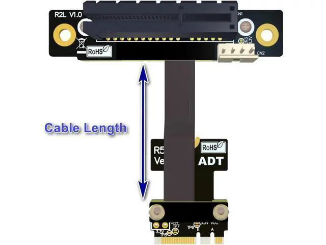 Alt view image 3 of 4 - ADT-Link M.2 Key A.E. to PCIe x4 Extension Cable for PCIe x4 RAID Card, NVMe SSD, LAN Card Capture Card to M.2 A.E Extender (50cm, R52SL)