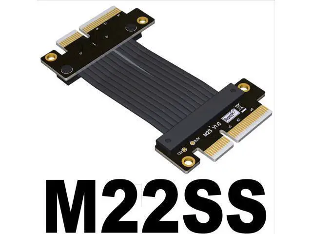 Alt view image 2 of 4 - PCIE X4 Riser Cable PCIe 4.0/3.0 X4 to X4board to Board Male to Male Jumpers Extension Cable PCI Express 4X Riser Card Ribbon Extender (5cm, M22SS(4.0 Tx to Tx))